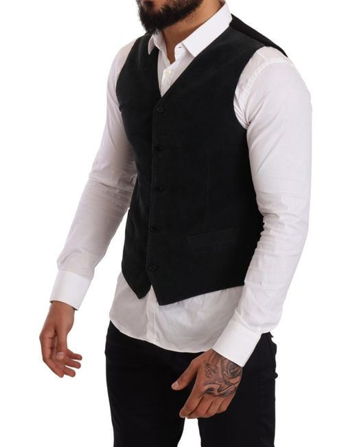Dolce & Gabbana Black Suit Vests for men