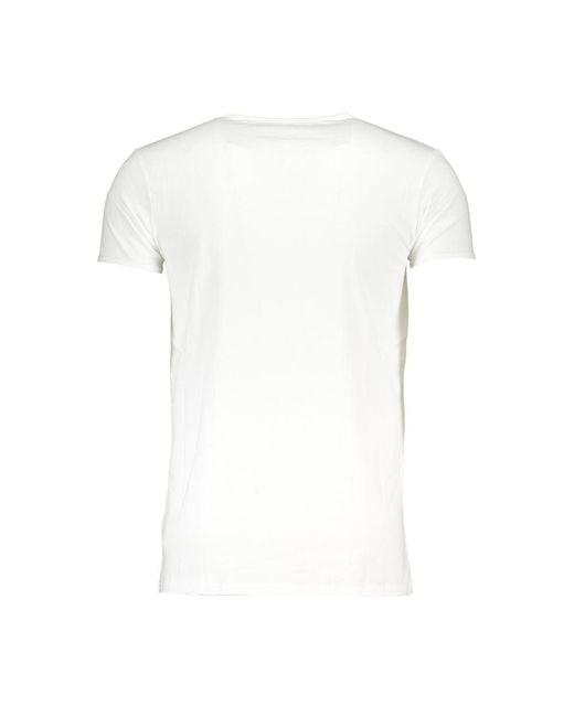 Roberto Cavalli White Solid Logo Short Sleeve Tee for men