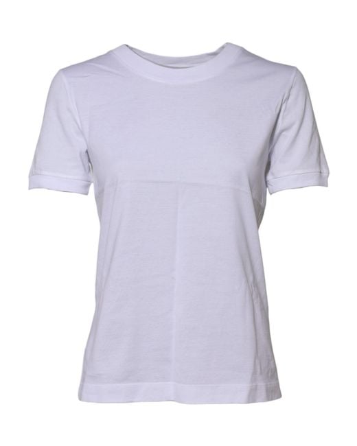 Dolce & Gabbana Purple White Cotton Round Neck Short Sleeves T for men
