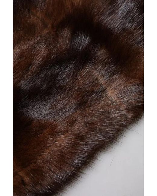 Dolce & Gabbana Brown Stripe Fur Shawl Wrap Scarf