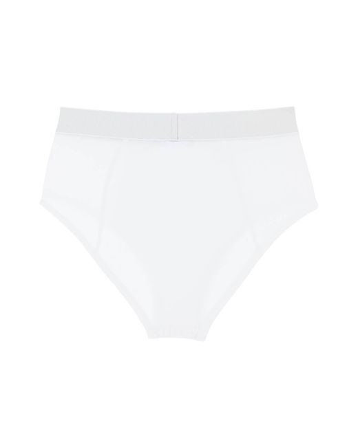 Versace White Ribbed Briefs With '90S Logo
