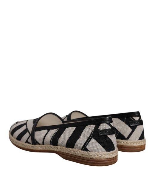 Dolce & Gabbana Black Stripes Slip On Espadrille Shoes for men