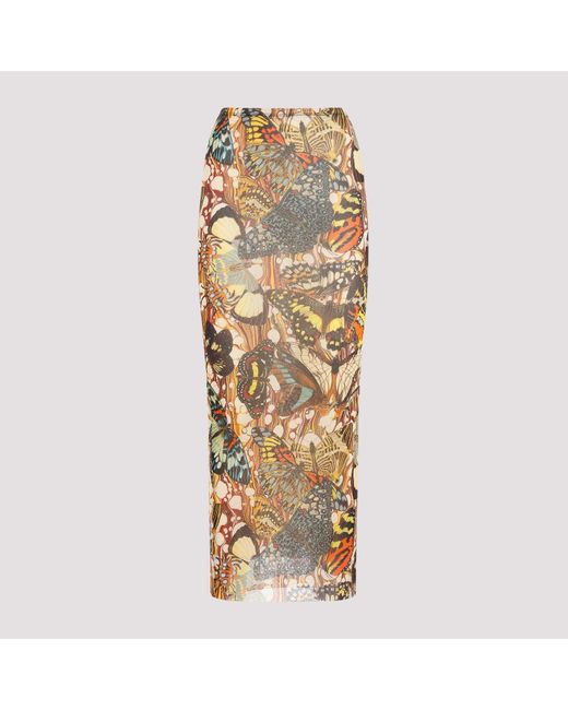Jean Paul Gaultier Metallic Multicolor Butterfly Print Mesh Skirt