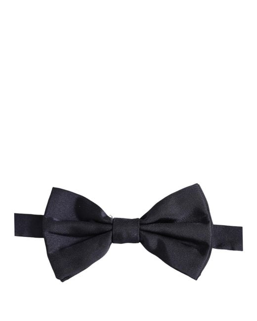 Dolce & Gabbana Men Dark Blue Silk Adjustable Neck Papillon Bow Tie for men
