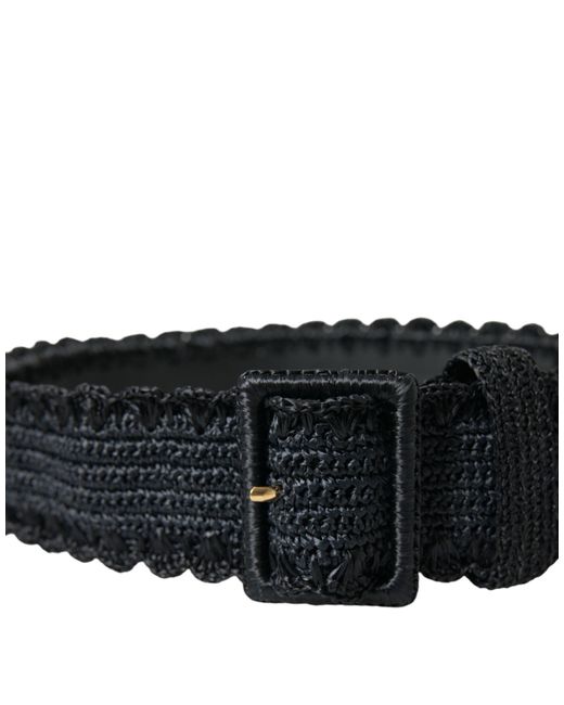 Dolce & Gabbana Black Braided Canvas Wide Waist Belt