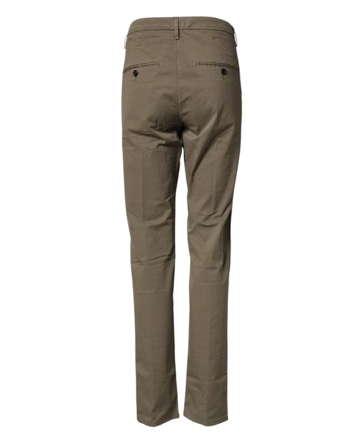 Dondup Gray Beige Cotton Stretch Straight Chino Men Trouser Pants for men