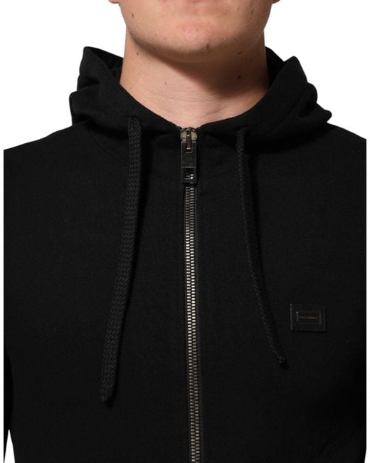 Dolce & Gabbana Sweater Black Cotton Hooded Men Sweatshirt Sweater for men