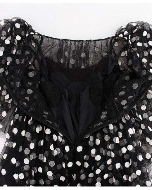 Dolce & Gabbana Black Polka Dotted Ruffled Dress