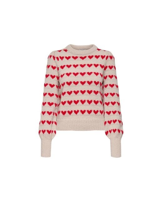 Jacqueline De Yong Red Beige Polyester Sweatshirt