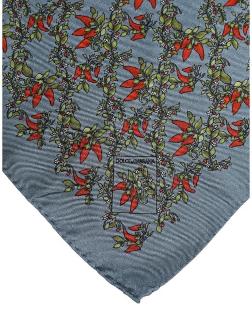 Dolce & Gabbana Gray Chilis Silk Square Foulard Scarf for men