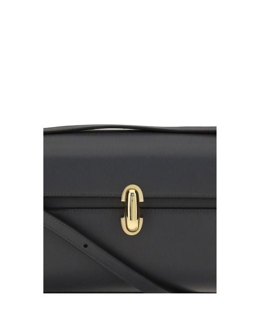 SAVETTE Black Gray Calf Leather Bos Taurus Shoulder Bag