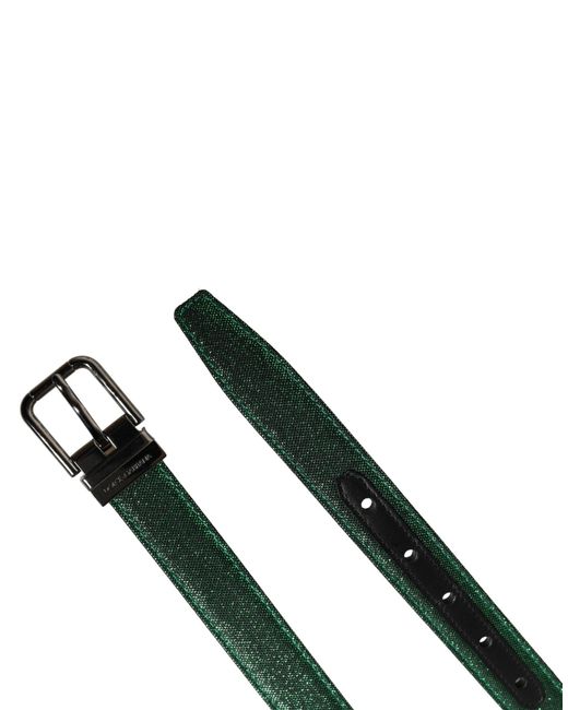 Dolce & Gabbana Green Lurex Polyester Metal Buckle Belt Calf for men