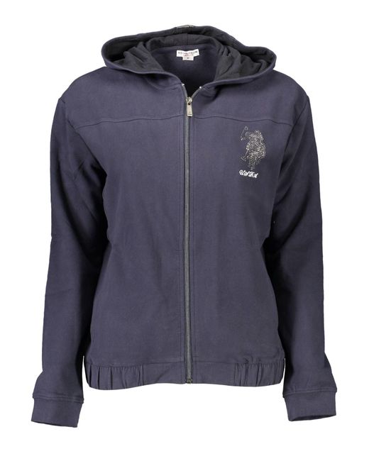 U.S. POLO ASSN. Blue Chic Hooded Zip Sweatshirt With Embroidery