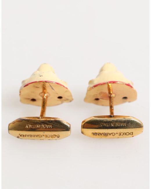 Dolce & Gabbana Metallic Brass Tone Dog Puppy Accessories Cufflink for men