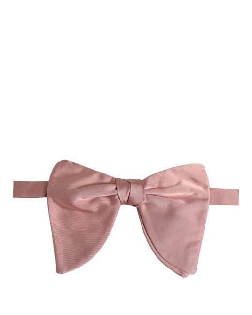 Dolce & Gabbana Men Pink 100% Silk Adjustable Neck Papillon Bow Tie for men