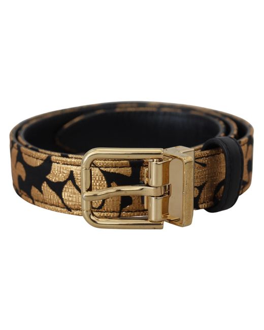 Dolce & Gabbana Black Jacquard Leather Logo Buckle Belt