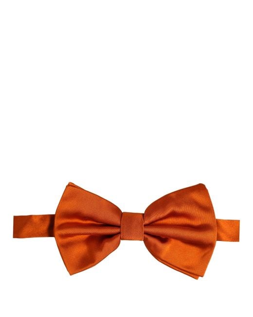 Dolce & Gabbana Men Orange 100% Silk Adjustable Neck Papillon Bow Tie for men