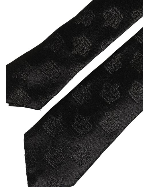 Dolce & Gabbana Men Black Crown Print Silk Adjustable Tied Necktie Tie for men