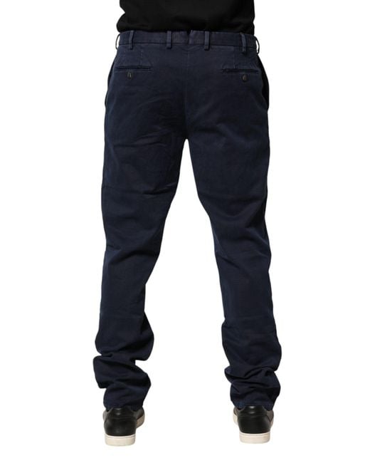 Santaniello Dark Blue Mid Waist Skinny Chino Trouser Pants for men