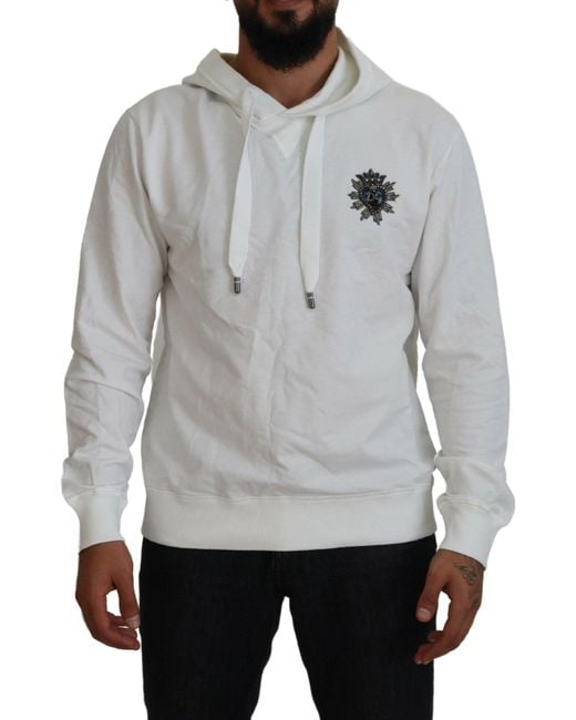 Dolce & Gabbana Gray Cotton Hooded Sweatshirt Logo Sweater for men