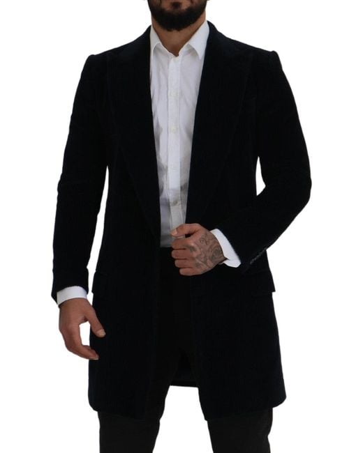 Dolce & Gabbana Black Cotton Cardigan Long Coat Jacket for men