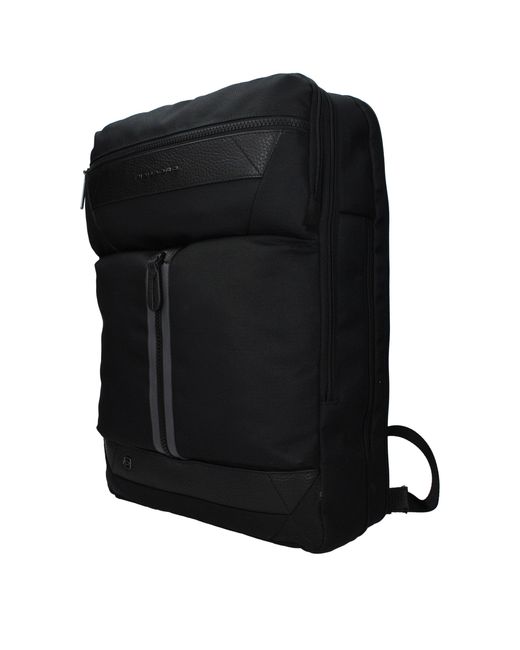 Piquadro Black Fabric Backpack for men