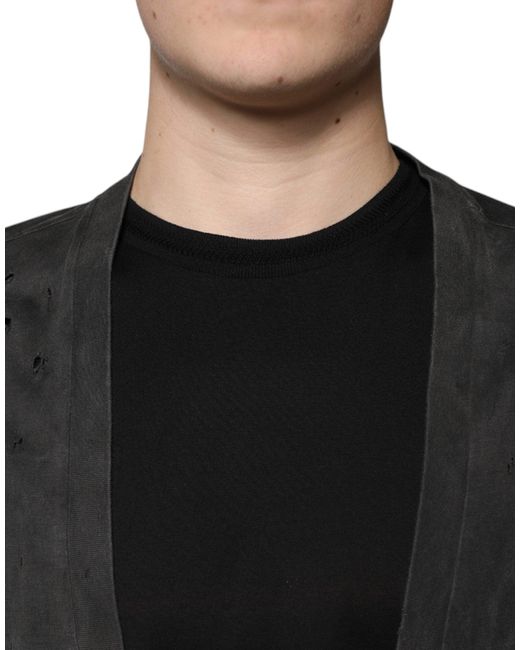 Dolce & Gabbana Black Cotton Crew Neck Short Sleeves T for men