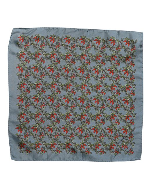 Dolce & Gabbana Gray Chilis Silk Square Foulard Scarf for men