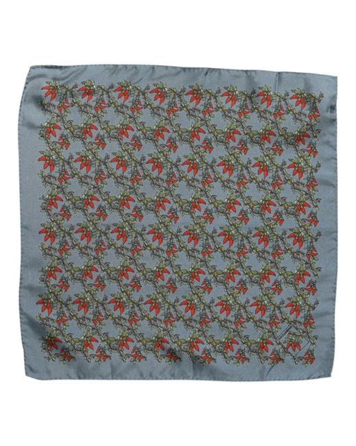 Dolce & Gabbana Gray Chilis Silk Square Foulard Scarf for men