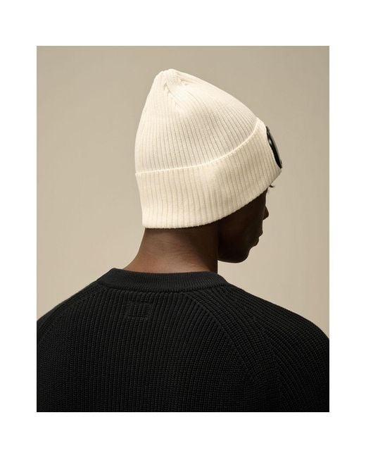 C P Company Natural Black Wool Hats & Cap for men