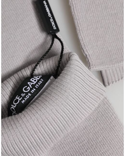Dolce & Gabbana Gray Virgin Wool Knitted Fingerless Gloves for men