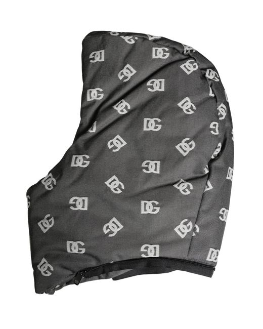 Dolce & Gabbana Gray Logo Print Whole Head Wrap Capello Hat for men