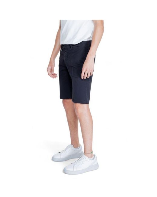 Antony Morato Blue Black Cotton Bermuda Shorts for men