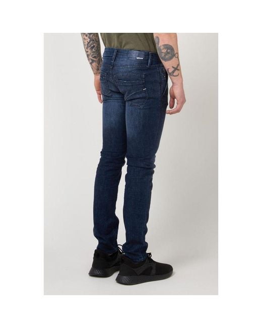Gas Blue Cotton Slim Fit Jeans for men