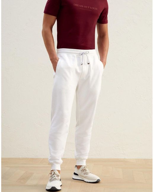 Brunello Cucinelli Multicolor White Cotton Casual Pants for men