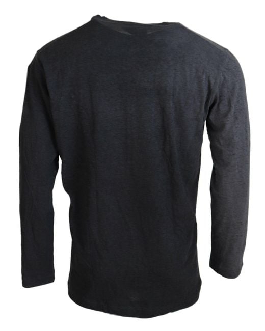DSquared² Blue Cotton Linen Long Sleeves Pullover Sweater for men