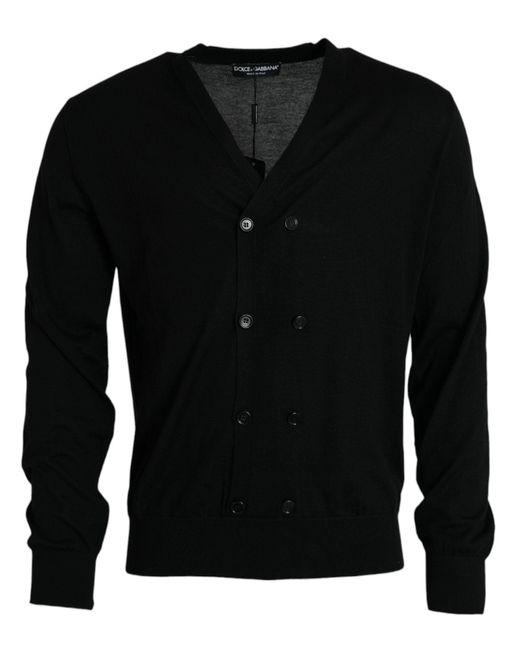 Dolce & Gabbana Black Cashmere Knit Long Sleeves Cardigan Sweater for men