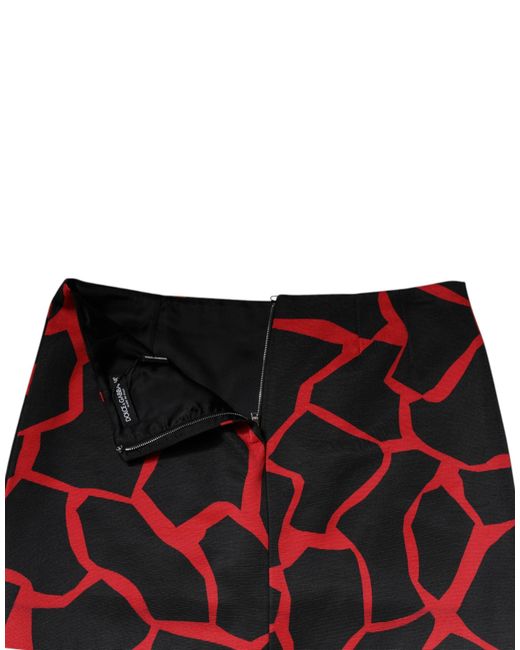 Dolce & Gabbana Red Abstract Mid Waist A-Line Mini Skirt