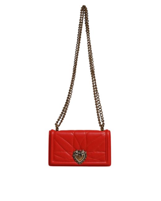 Dolce & Gabbana Red Quilted Devotion Crossbody Chain Phone Cover Bag for men
