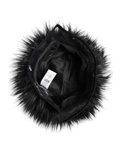 Dolce & Gabbana Black Faux Fur Bucket Hat for men