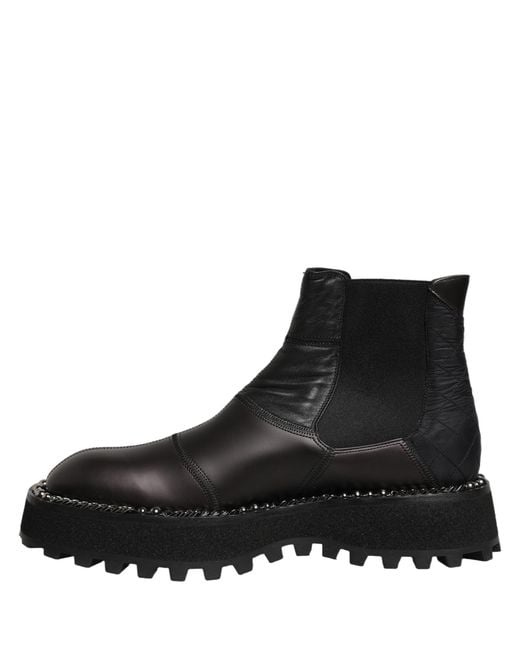 Dolce & Gabbana Black Chelsea Boots Leather Slip On Men Shoes for men