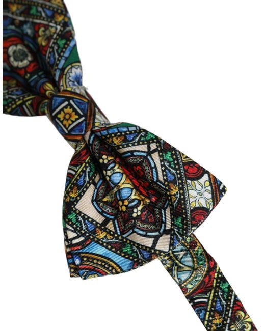 Dolce & Gabbana Black Men Multicolor Sicilian Adjustable Neck Papillon Bow Tie for men