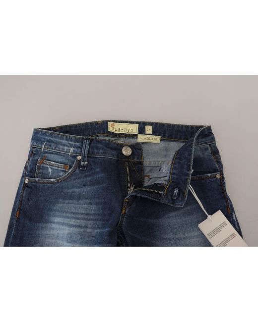 Acht Blue Elegant Washed Low Waist Skinny Jeans