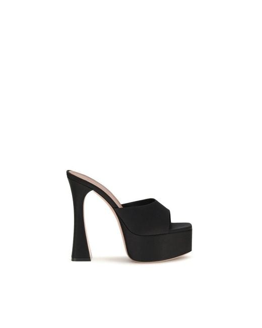 AMINA MUADDI Black Calf Leather Bos Taurus Platform Sandals