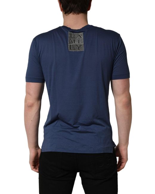 Dolce & Gabbana Navy Blue Cotton Graphic Crew Neck T for men