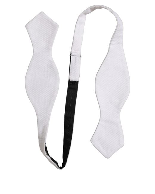 Dolce & Gabbana Men White 100% Silk Adjustable Neck Papillon Bow Tie for men