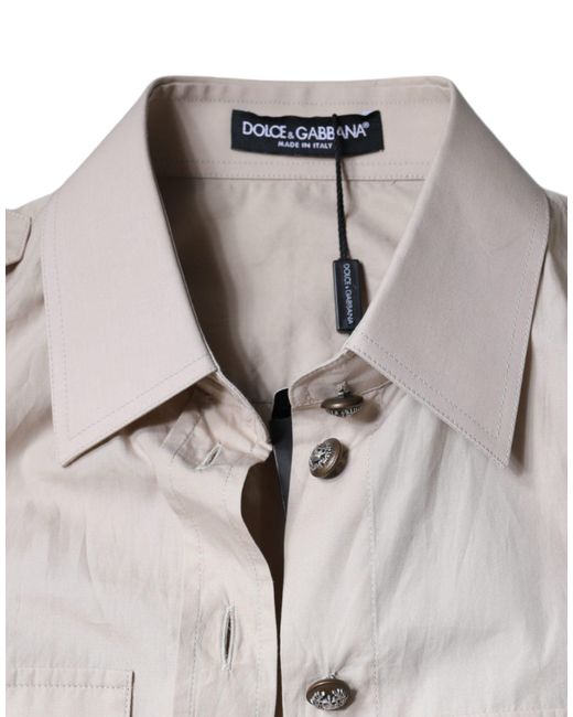 Dolce & Gabbana Natural Cotton Collared Button Down Shirt Top