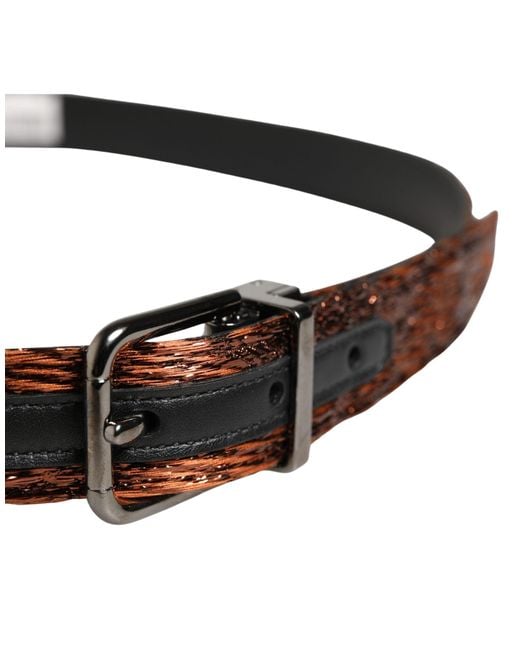 Dolce & Gabbana Brown Classic Polyester Metal Buckle Belt Me Calf Leather for men