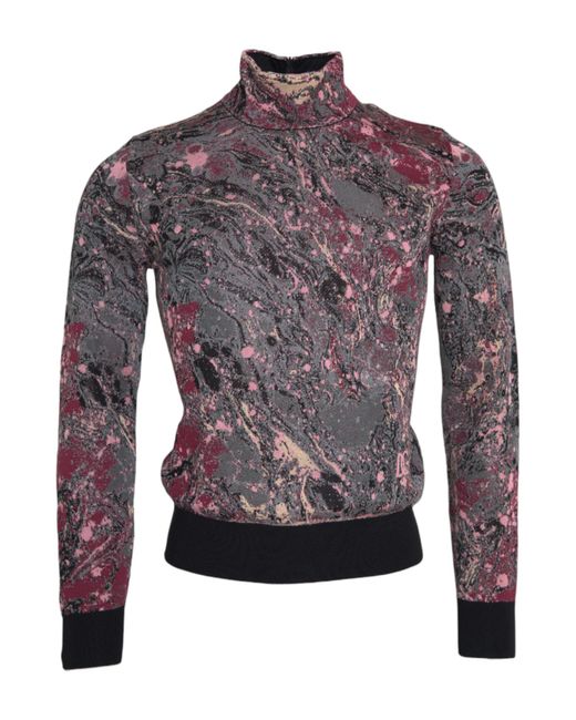 Dolce & Gabbana Blue Graphic Turtle Neck Sweater for men