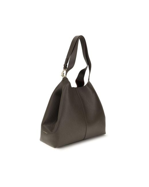 Coccinelle Black Brown Calf Leather Bos Taurus Shoulder Bag